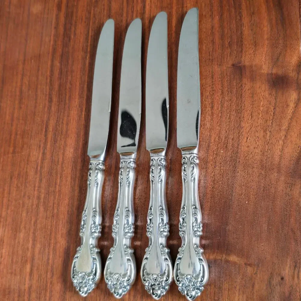 Gorham Melrose Sterling Silver Dinner Knives 4 Hollow Handle Stainless No Mono